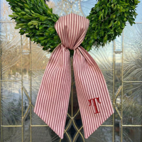 Couronne de Noël en toile rayée avec nœud, broderie personnalisée en forme de cœur et initiale, pour décoration de porte et de maison – Vente en gros