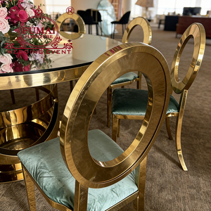 Table de salle à manger ronde au design moderne, avec plateau en verre et base en acier inoxydable, pour banquet d'hôtel - Product Image 3