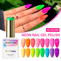Kit de vernis à ongles en gel UV LED HONEY GIRL 48 couleurs, 15 ml, écologique, végan, couleurs fluorescentes néon pour salon et usage domestique
