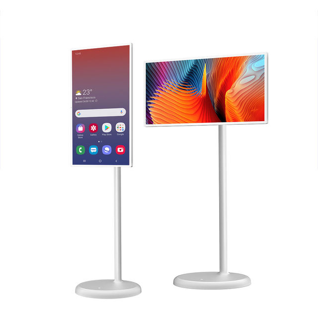 Portable Smart 24 Inch Android Touch Screen TV Tablet Rechargeable LCD Stand LED Wheel Attached Wireless Interactive Movable