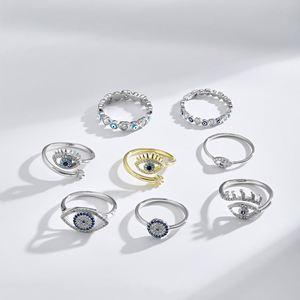 Dylam Sterling Silver <b>Ring</b> Band for Women Heart & Evil Blue Eye Lucky Jewelry Gift Fashion 5A Zirconia Enamel <b>Statement</b> <b>Ring</b> - Product Image 2
