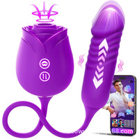 Vibrateur de flirt en forme de rose, télescopique, à succion et à tapotement, outil de masturbation multifonction, stimulation des mamelons, godemichés anaux