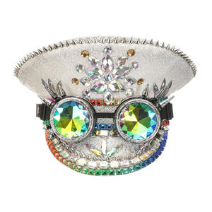 <span class=keywords><strong>Sombrero</strong></span> <span class=keywords><strong>Steampunk</strong></span> para <span class=keywords><strong>mujer</strong></span> con diamantes de imitación accesorio de disfraz de hombre ardiente para fiestas - Product Image 6