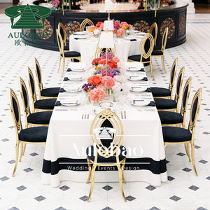 Sillas con respaldo ovalado de acero inoxidable dorado elegante para banquetes, comedor, uso en hoteles al aire libre - Product Image 2