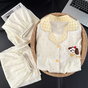 Set <span class=keywords><strong>Pigiama</strong></span> da <span class=keywords><strong>Donna</strong></span> in <span class=keywords><strong>Cotone</strong></span> Cloud all'Ingrosso, Maniche Corte con Bottoni, Pantaloncini, Abbigliamento Casual per Dormire - Product Image 6