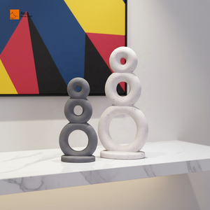 AELO Moderno Minimalista Hecho a Mano de Cemento Anillo Circular en Capas Decoración del Hogar Artesanía para Mueble de TV y Escritorio de Acción de Gracias - Product Image 1