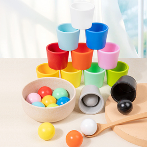 <span class=keywords><strong>Bolas</strong></span> y tazas de <span class=keywords><strong>madera</strong></span> Montessori juguetes educativos reconocimiento Arco Iris <span class=keywords><strong>colores</strong></span> juego juguetes educativos de <span class=keywords><strong>madera</strong></span> - Product Image 5