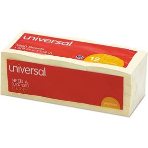 Bloc de Notas Autoadhesivo Universal 35662, 1 3/8 x 1 7/8, Amarillo, 12 Paquetes de 100 Hojas, con Función Magnética, para Oficina, Escuela, Regalo - Product Image 3