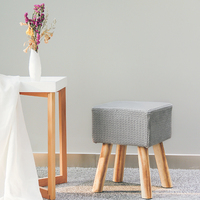 Tabouret avec repose-pieds rond pour les pieds en bois, meuble de salon, tabouret à dossier tricoté, offre spéciale