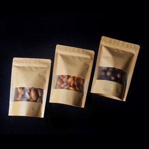 Natuurlijke recyclebare kraftpapieren voedselzak met hersluitbare rits, milieuvriendelijke stand-up pouch voor koffie, flexo bedrukt, op maat gemaakte verpakking - Product Image 1