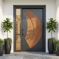Portes d'entrée battantes au design moderne en alliage d'aluminium, portes de sécurité extérieures en métal pour villa