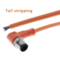Conector Circular M12, Cable Sobreformado Naranja Personalizado, 12 Pines, Código A, Arnés de Cableado Industrial Recto