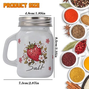 Conjunto Personalizado de 4 oz de Frascos de Vidro para Temperos em Preto e Branco com Tampas de Metal para Decoração de Cozinha - Product Image 2