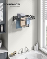 Séchoir à linge mural rétractable et pliable, design accordéon, pour salle de bain, gain de place, organisateur de vêtements