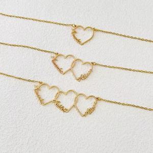 Collier Cœur Yixi en Acier Inoxydable Or Rose, Pendentif Personnalisé avec Nom pour Femme, Idéal pour Meilleures Amies, Port Quotidien, Style Élégant pour le Quotidien - Product Image 1
