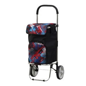 Caddie de courses pliable en acier inoxydable à deux roues avec poches latérales imprimées pour l'épicerie, le camping et l'utilisation en supermarché - Product Image 4