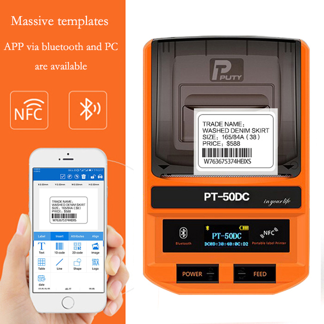 PT-50DC Hot Sale Receipt Printer Thermal Label Printer Machine
