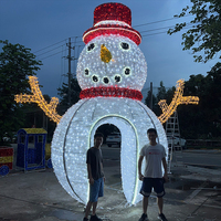 Arche de Noël géante en métal/PVC avec motif bonhomme de neige 3D LED pour extérieur, éclairage grandeur nature, décoration paysagère commerciale