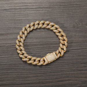 Pulsera Cubana de 12 mm con Hebilla de Caja, Estilo Hip Hop, con Zirconia Completa, para Hombre, de Moda Tanjing, Collar Lijing - Product Image 4