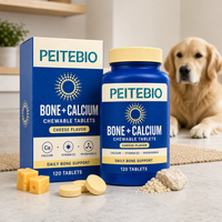 Comprimés à mâcher au calcium osseux PEITEBIO avec vitamine D3 et phosphore pour chiens et chats - Soutien à la santé des articulations, saveur fromage, 120 unités