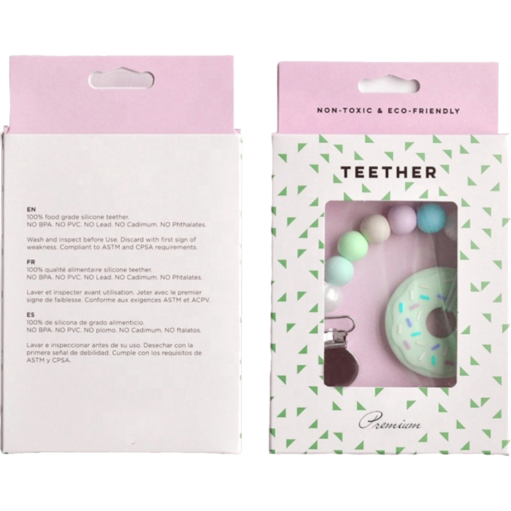 Custom Colorful Printing Small Packaging Baby Toys Teether Card Paper Box with Hang Hole