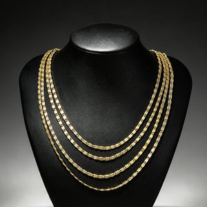 solid polished golden grid textured cuban link scratch resistant anti tarnish multi size custom 18k gold plated <b>chain</b> necklace - Product Image 1
