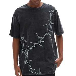 Camiseta Black Sun de algodón lavado a la piedra de manga corta para hombre con estampado de símbolo hermético y personaje retro grunge esencial - Product Image 3