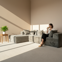 Moderno Juego de Sofás Modulares en Forma de L - Sofá Cómodo de Compresión Ligera sin Vacío para Sala de Estar - Muebles Modulares