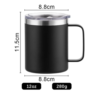 Mug isotherme en acier inoxydable de 12 oz, écologique, compatible <span class=keywords><strong>lave</strong></span>-<span class=keywords><strong>vaisselle</strong></span>, avec couvercle, pour le camping et la randonnée, adapté aux enfants et aux adultes, mug à café - Product Image 6