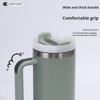 Vente en gros de gobelets isothermes classiques de 40 oz pour l'aventure en plein air, à double paroi, en acier inoxydable, avec poignée, pour boissons chaudes