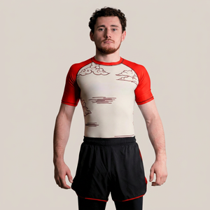 Camiseta Deportiva de Manga Corta para Hombre, con Estampado de Nubes Azules, Compresión, Secado Rápido, Spandex, Poliéster, Ropa Deportiva para Adultos - Product Image 4