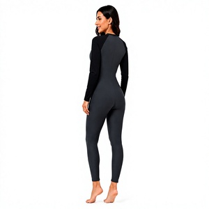 Maillot de bain une pièce pour femme, manches longues, fermeture éclair devant, color block, pour le surf, la plongée, la piscine et les sports nautiques - Product Image 4