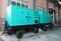 Groupe électrogène diesel silencieux portable/mobile de type remorque 200kw/kva 300kw/kva 400kw/kva 500kw/kva avec 1/3 phase 24v DC à vendre