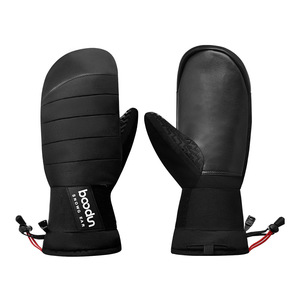 Gants de ski d'extérieur coupe-vent imperméables doublés polaire chauds unisexes noirs pour le ski alpin - Product Image 2