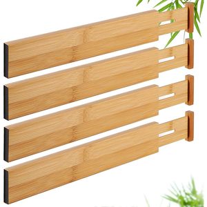 Bamboo <b>Drawer</b> Dividers Expandable Clothing Organizer Rectangular 4 Layers Standing Type For <b>Dressing</b> <b>Table</b> Bedroom Bathroom - Product Image 2