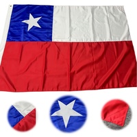 Grand drapeau brodé du Chili 3x5 pour l'extérieur-Double face 2 plis avec 2 œillets en laiton, couleurs vives avec coutures