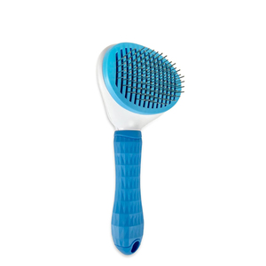 Factory Wholesale Stainless Steel & Plastic Custom Logo Self Cleaning <b>Cat</b> & Dog Pet Fur Deshedding Grooming Brush - Product Image 1