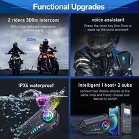 Headset Interkom Y10-2X 300m untuk 2 Pengendara Motor, Konektivitas Stabil, Earphone Helm Nirkabel, Terlaris