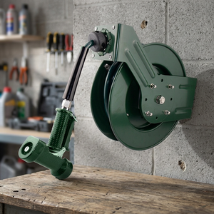 Carrete de Manguera Retráctil de Acero Moderno de Alta Resistencia con Retorno Automático y Pulverizador Extraíble Montado en Pared - Product Image 1