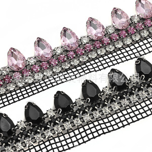 Adorno de diamantes de imitación de cristal en forma de lágrima de doble fila de 5 mm de un solo lado para zapatos, bolsos y accesorios, 10x14 mm - Product Image 4
