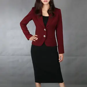 Nanchang Xihui-Chaqueta de Color vino para mujer, uniformes de oficina, diseños para mujer