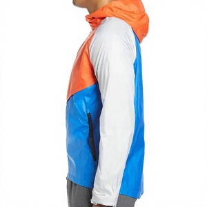 Chaqueta Cortavientos para Hombre con Bloques de Color, Estilo Deportivo, Naranja, Azul, Gris, Recubrimiento de PU, Ropa de Invierno, Logotipo Frontal, Transpirable - Product Image 3