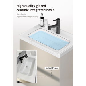 Meuble de salle de bain de qualité hôtelière <span class=keywords><strong>Armoire</strong></span> en aluminium avec lavabo simple et grand miroir d'habillage - Product Image 5