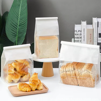 Sacs en papier kraft imprimés personnalisés pour pain, emballage alimentaire pour toasts, pochette verticale anti-humidité avec fenêtre transparente et fermeture à lien métallique