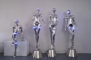 Estatua de Robot Sexy de fibra de vidrio para Club Bar decoración interior escultura de Robot de mujer desnuda Base de luz LED E27 para decoración de <span class=keywords><strong>Cine</strong></span> de dormitorio - Product Image 4