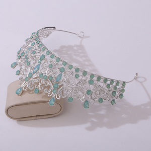 Tiara per Capelli da Sposa di Alta Qualità, Corona Nuziale con <span class=keywords><strong>5</strong></span> Cristalli Colorati per Matrimonio, Fidanzamento, Anniversario - Produzione Diretta - Product Image 6