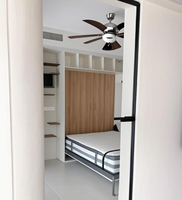Lit mural Murphy moderne personnalisable avec cadre en fer, design pliable invisible, gain de place, réglable, en coton