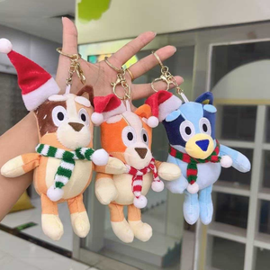 Low MOQ Christmas Cartoon Dog Hat Keychain Cartoon Plush <b>Toys</b> 4inch Stuffed Animal <b>Toys</b> Claw Machine <b>Toys</b> for Kids Party <b>Bag</b> - Product Image 1