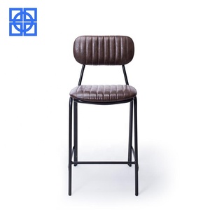 Tabouret de <span class=keywords><strong>bar</strong></span> moderne industriel rembourré avec siège et dossier en cuir PU, cadre en métal noir, <span class=keywords><strong>chaise</strong></span> haute de <span class=keywords><strong>bar</strong></span> pour restaurant, café, <span class=keywords><strong>bar</strong></span> - Product Image 4