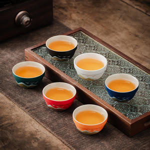 Tazza da Tè in Ceramica con Uccelli in <span class=keywords><strong>Volo</strong></span> su Montagna Verde, Regalo Culturale Creativo di Tendenza Nazionale, Set Regalo con Servizio da Tè - Product Image 4